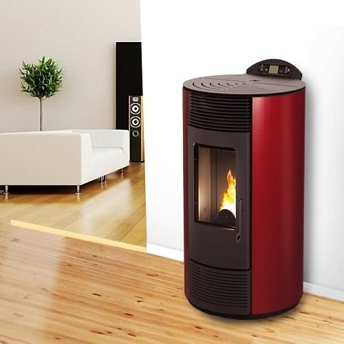 Estufa de pellets Moderna Smart burdeos de 8