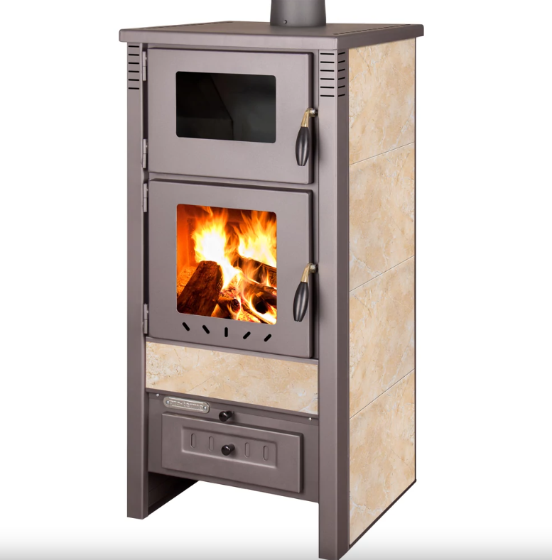 Estufa de leña Taurus beige de 12 kW con horno