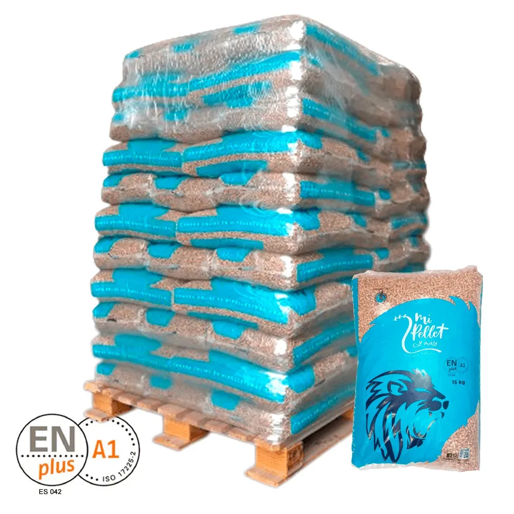 Palet Mi Pellet y Más de 77 sacos de pellet de 15 kg