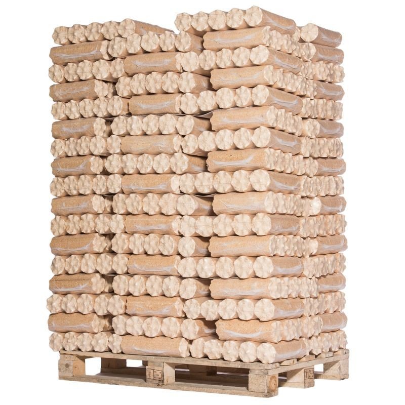 Palet de 960 kg de troncos comprimidos de madera blanda