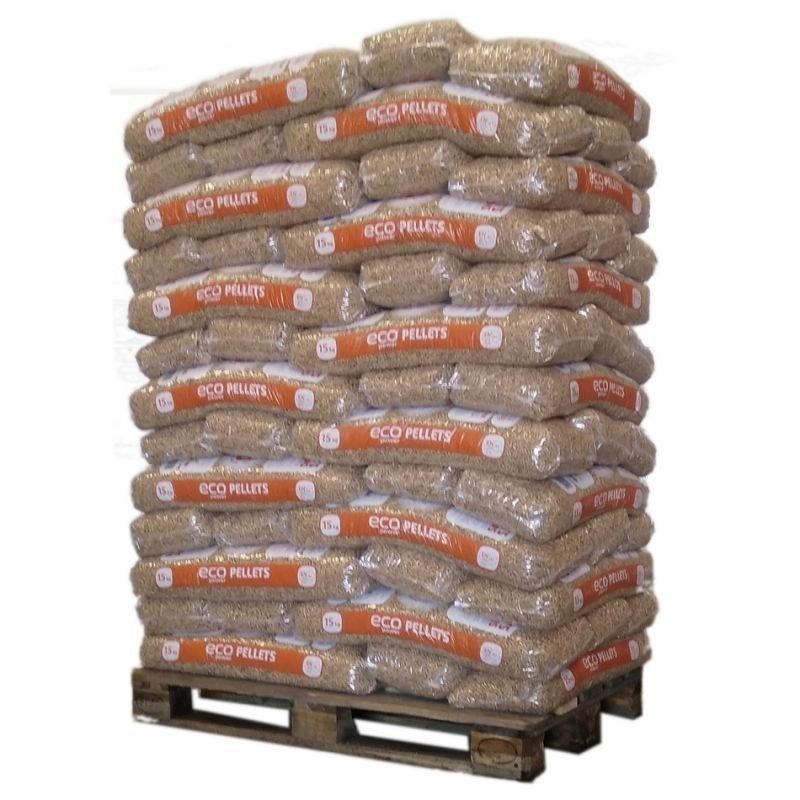 Palé de pellets EcoPower Premium con 78 sacos de 15 kg